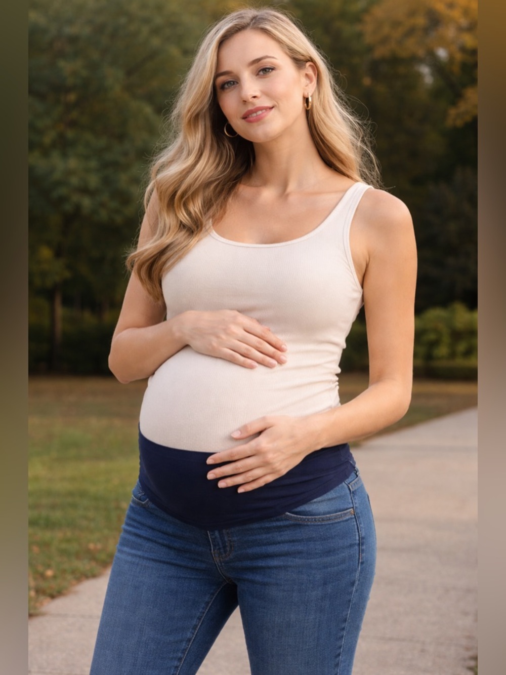 Maternity Skinny Jeans‎ Over Belly Panel Size S Blue Stretch Denim